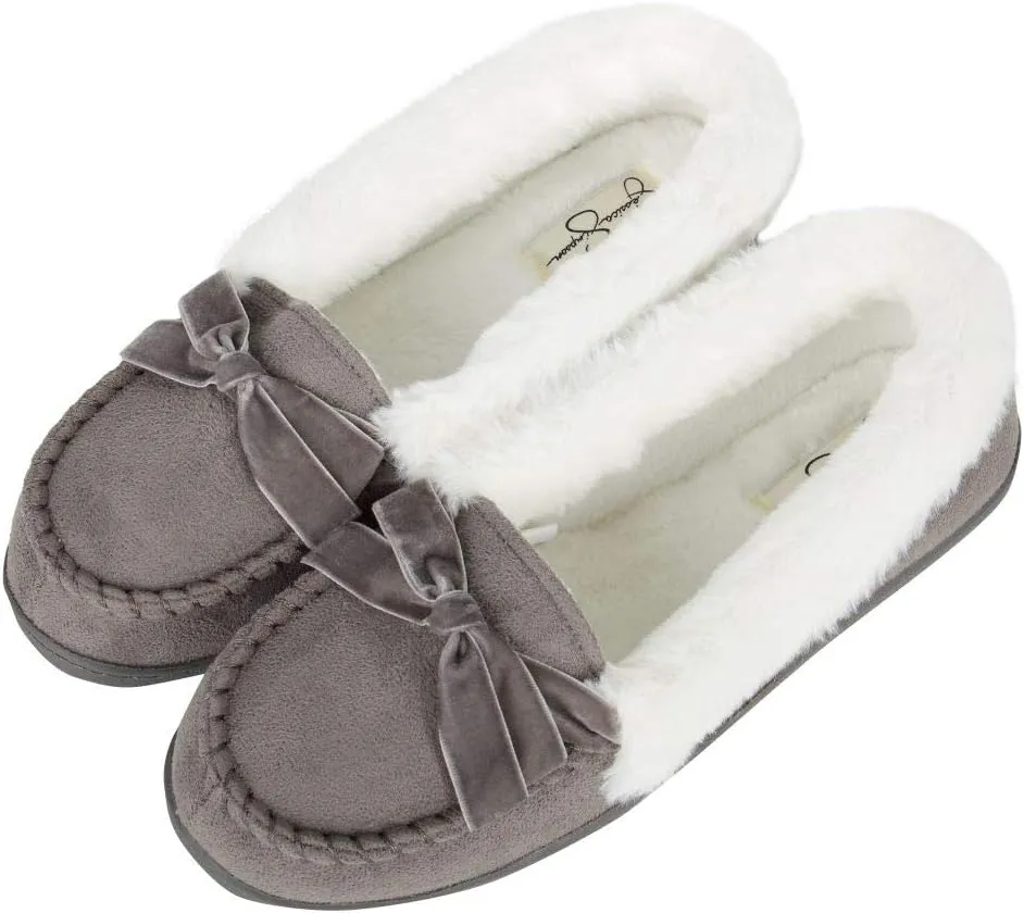 Jessica Simpson Women's Micro Suede Moccasin Indoor Outdoor Slipper Shoe