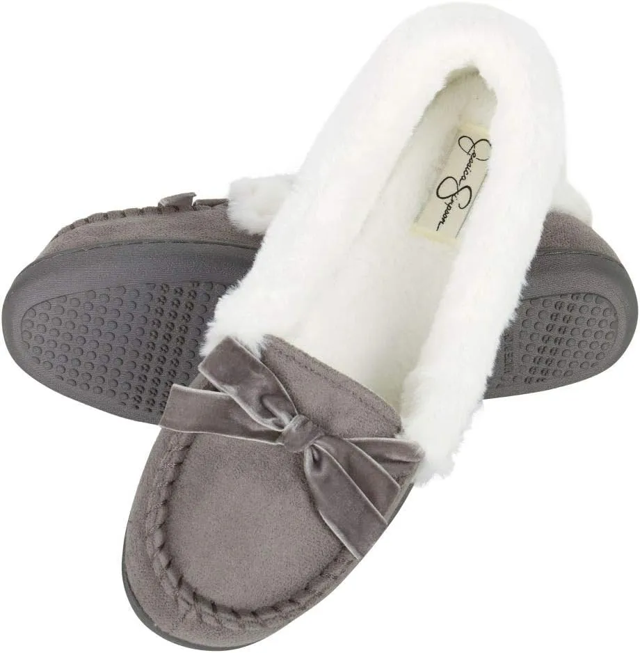 Jessica Simpson Women's Micro Suede Moccasin Indoor Outdoor Slipper Shoe