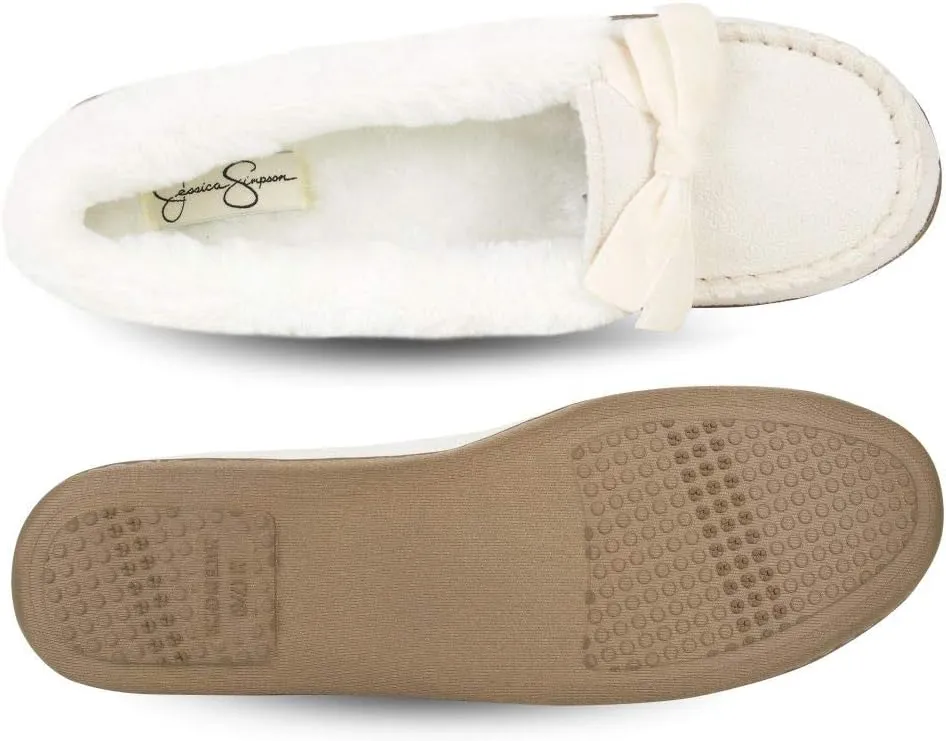 Jessica Simpson Women's Micro Suede Moccasin Indoor Outdoor Slipper Shoe