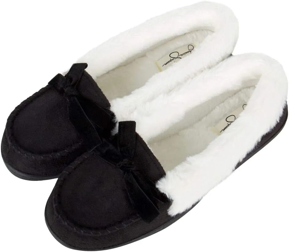 Jessica Simpson Women's Micro Suede Moccasin Indoor Outdoor Slipper Shoe
