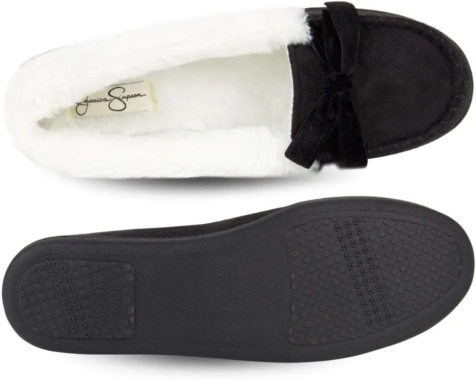 Jessica Simpson Women's Micro Suede Moccasin Indoor Outdoor Slipper Shoe
