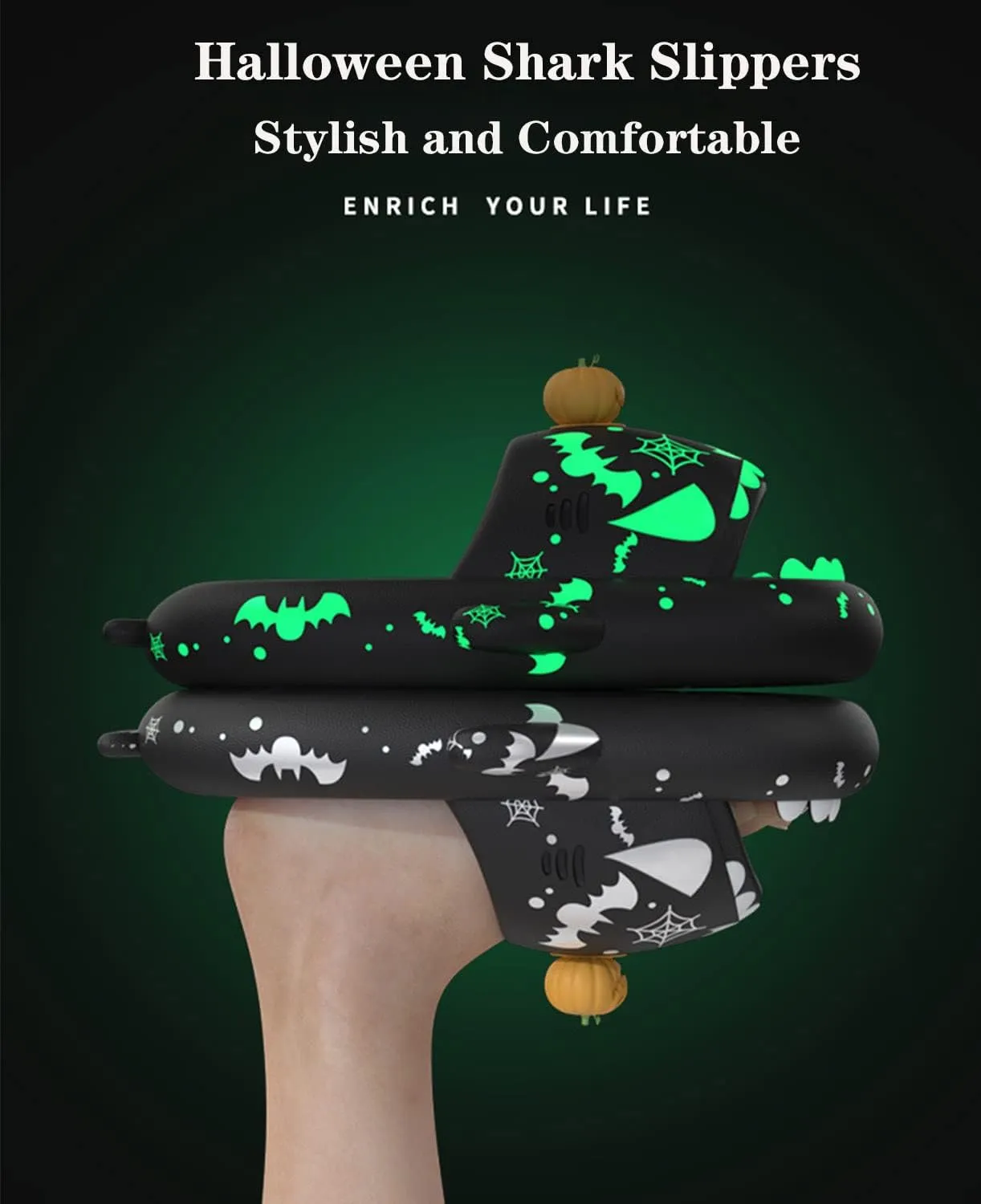 Jfxgjuv Spooky Shark Slides Glow in The Dark Cloud Shark Slides Glow in The Dark 3D Cartoon Halloween Christmas Shark Slippers