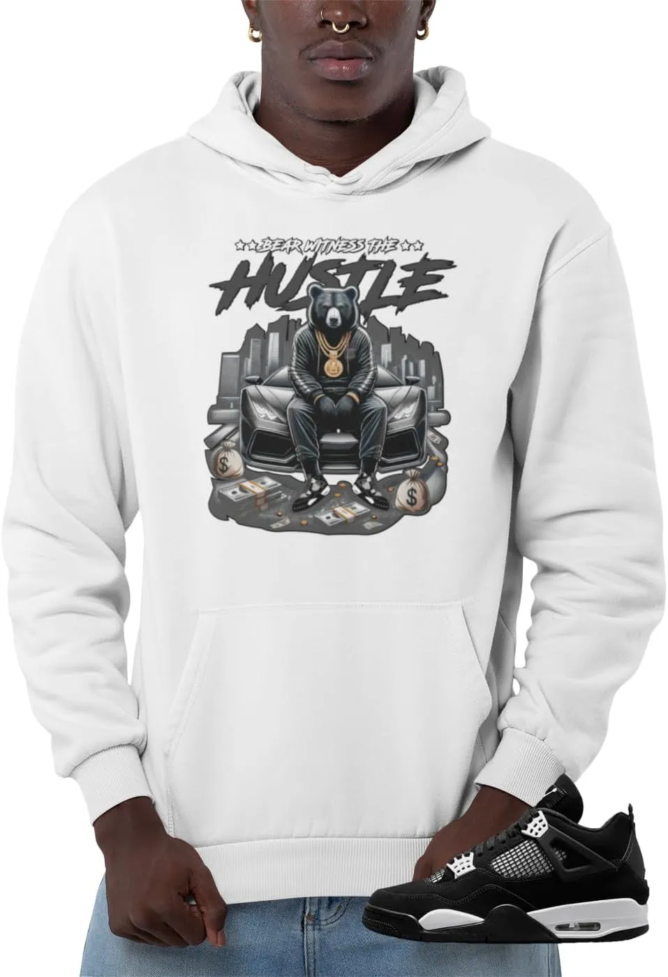 Jordan 4 White Thunder Men's Hoodie To Match Sneakers