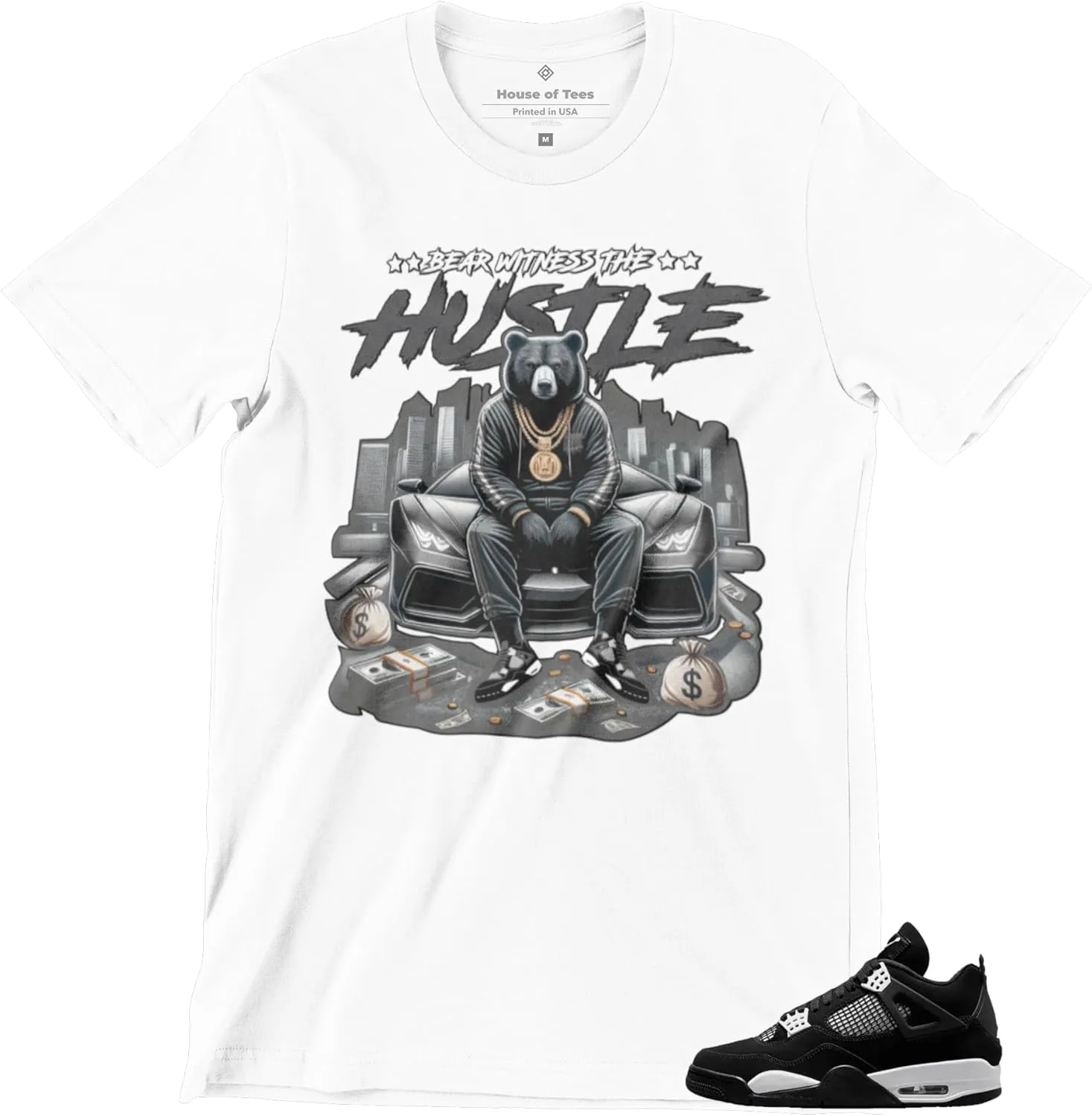 Jordan 4 White Thunder Men's T Shirt to Match Sneakers