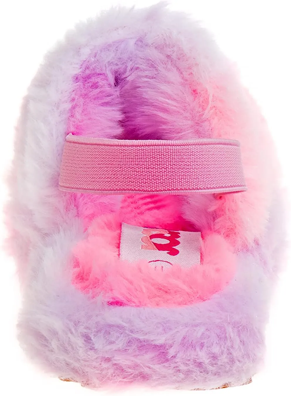Josmo Girl's Fuzzy Furry Slippers-Soft and Cozy Faux Fur Open Toe Slide Sandals with Plush Fleece Toddler Kids Leopard Multi Pink Comfort House Shoes