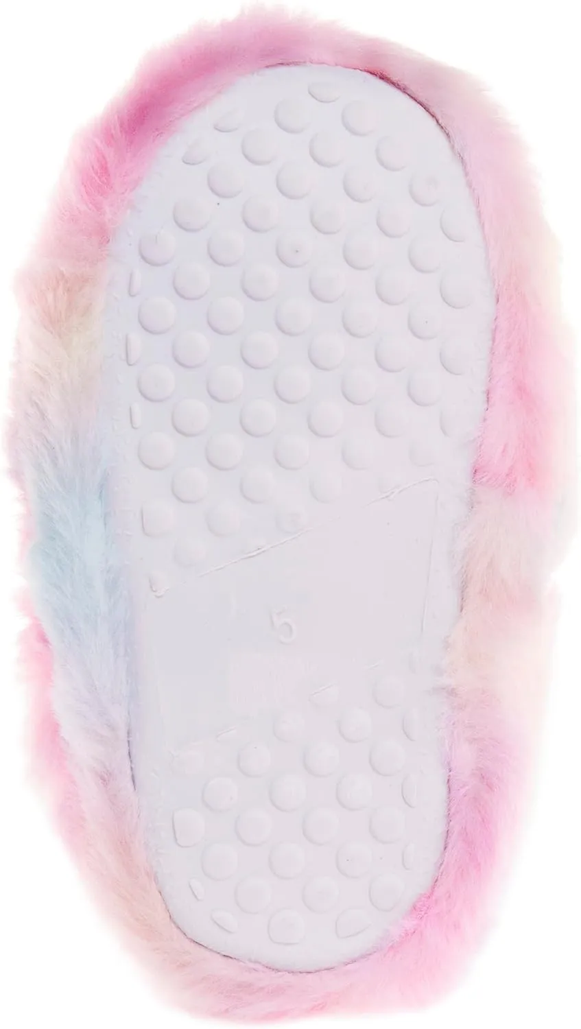 Josmo Girl's Toddler Kids Slippers Cute Bunny Rabbit Fuzzy Plush Warm Fleece Slip-on House Shoes