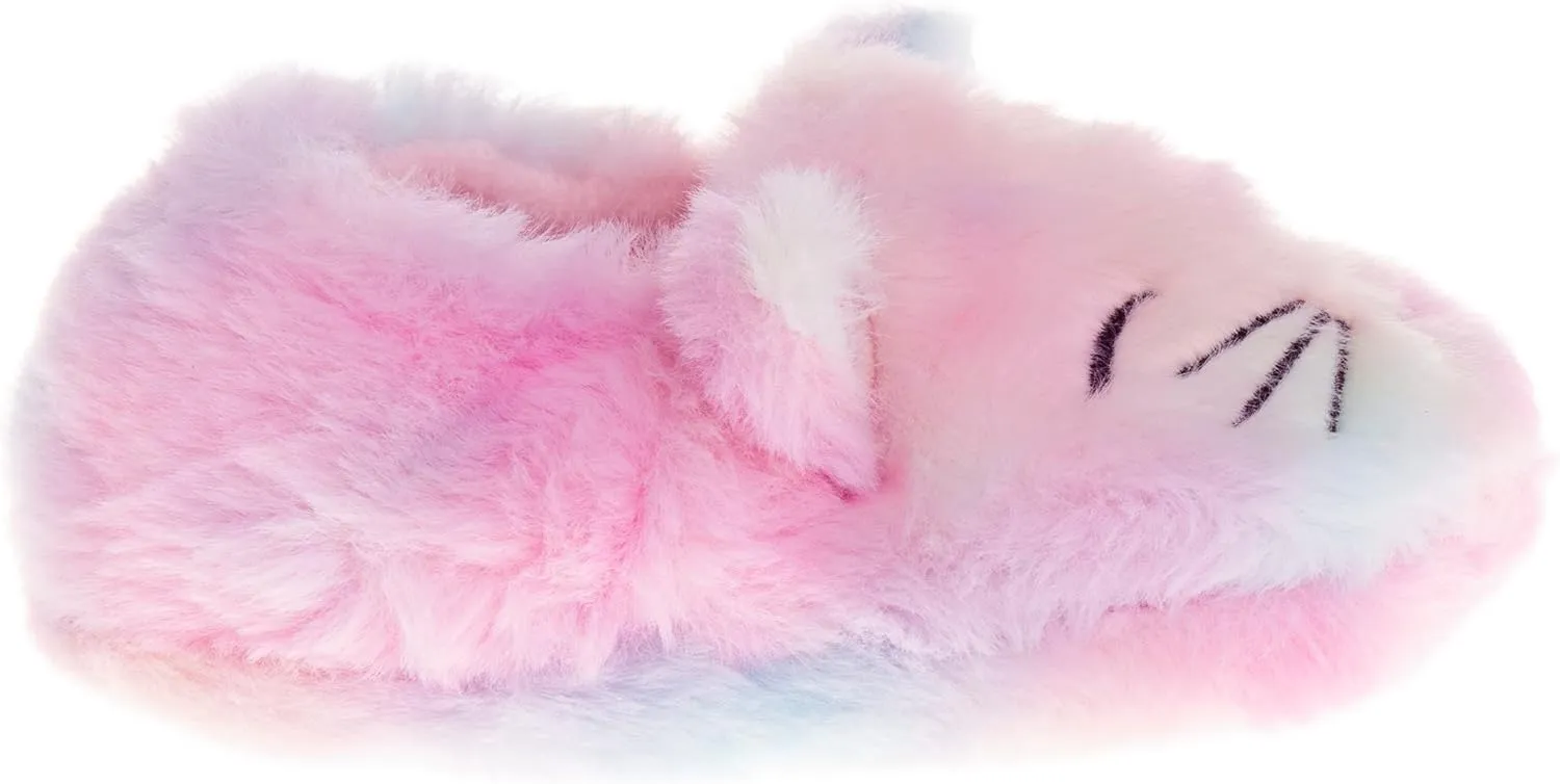 Josmo Girl's Toddler Kids Slippers Cute Bunny Rabbit Fuzzy Plush Warm Fleece Slip-on House Shoes