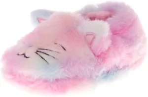 Josmo Girl's Toddler Kids Slippers Cute Bunny Rabbit Fuzzy Plush Warm Fleece Slip-on House Shoes