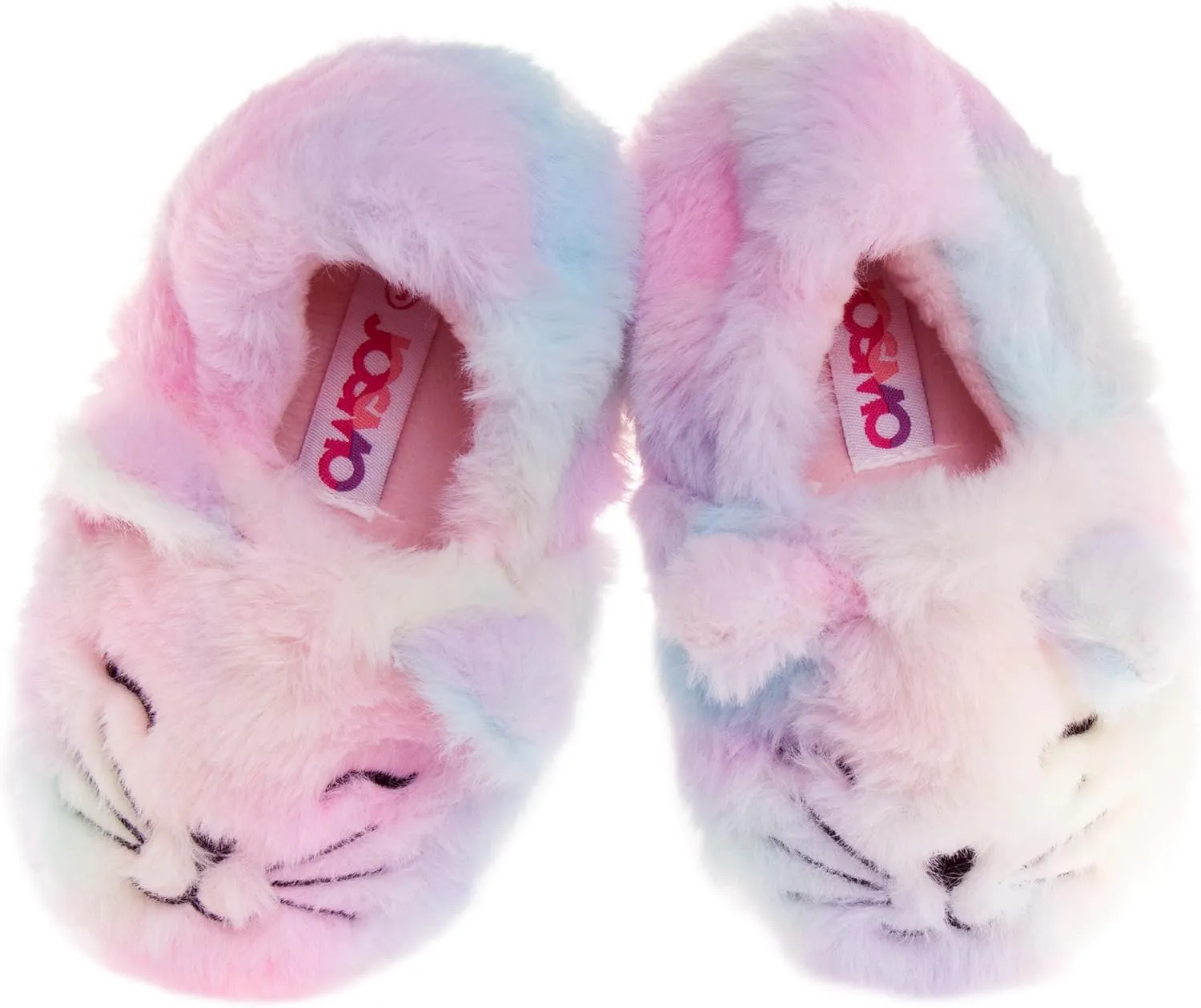 Josmo Girl's Toddler Kids Slippers Cute Bunny Rabbit Fuzzy Plush Warm Fleece Slip-on House Shoes