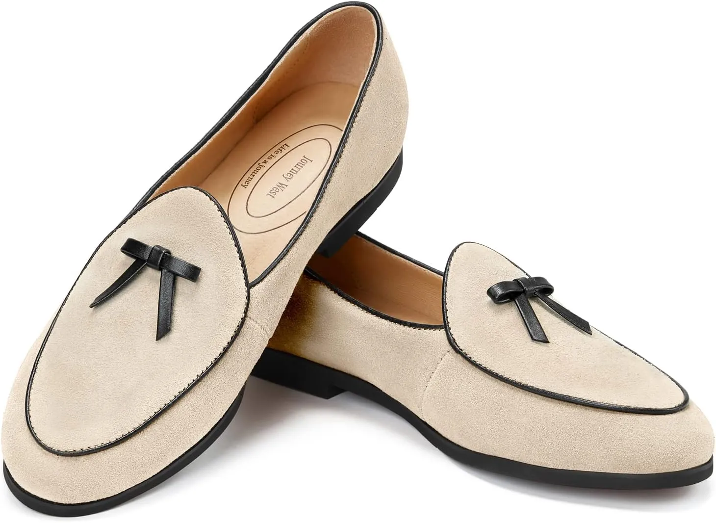 Journey West Suede Tassel Loafer for Women Slip-on Belgian Penny Loafers Shoes for Women in Many Colors