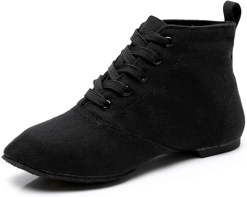 JUODVMP Canvas Lace-up Dance Shoes Flat Practice Jazz Dancing Boots for Women,Model MFGDBJSX