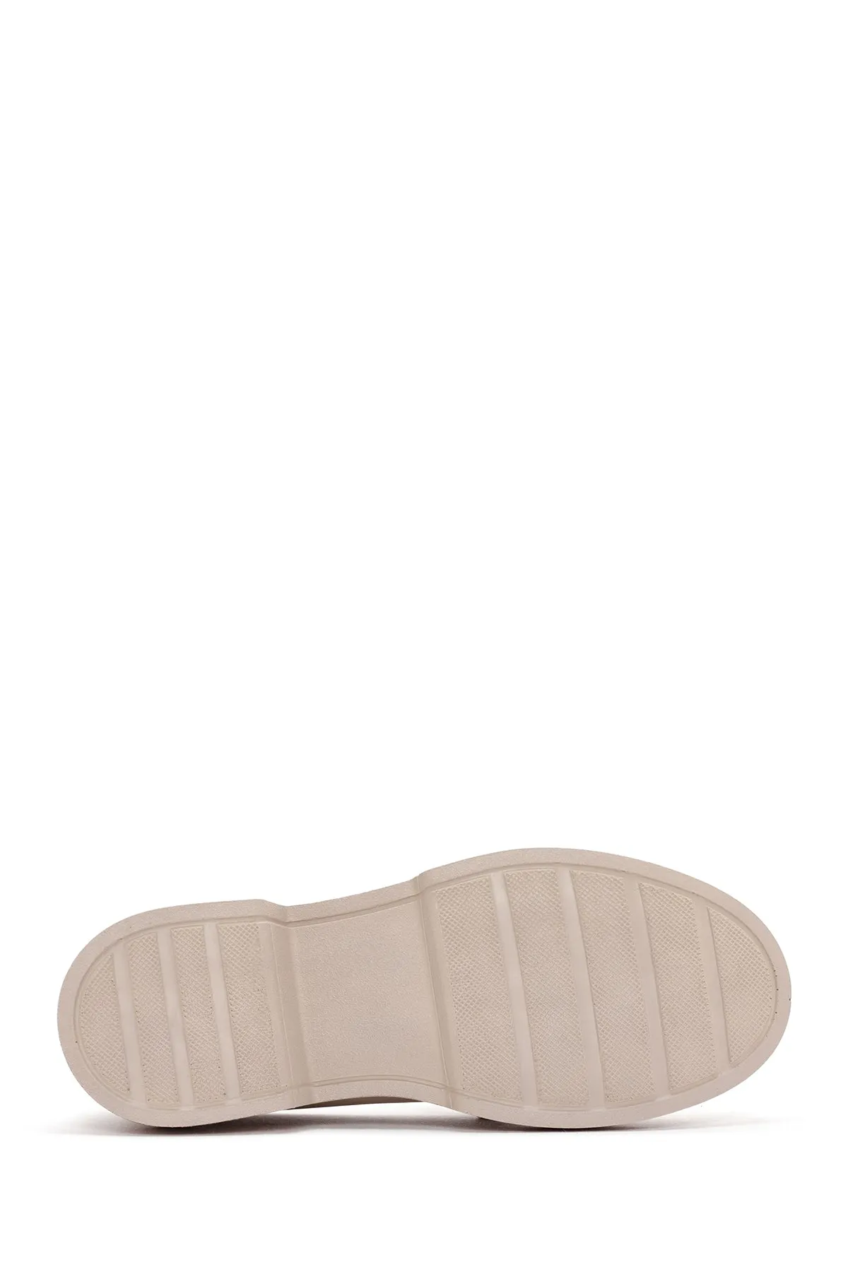 Kadın Krem Püsküllü Deri Casual Loafer