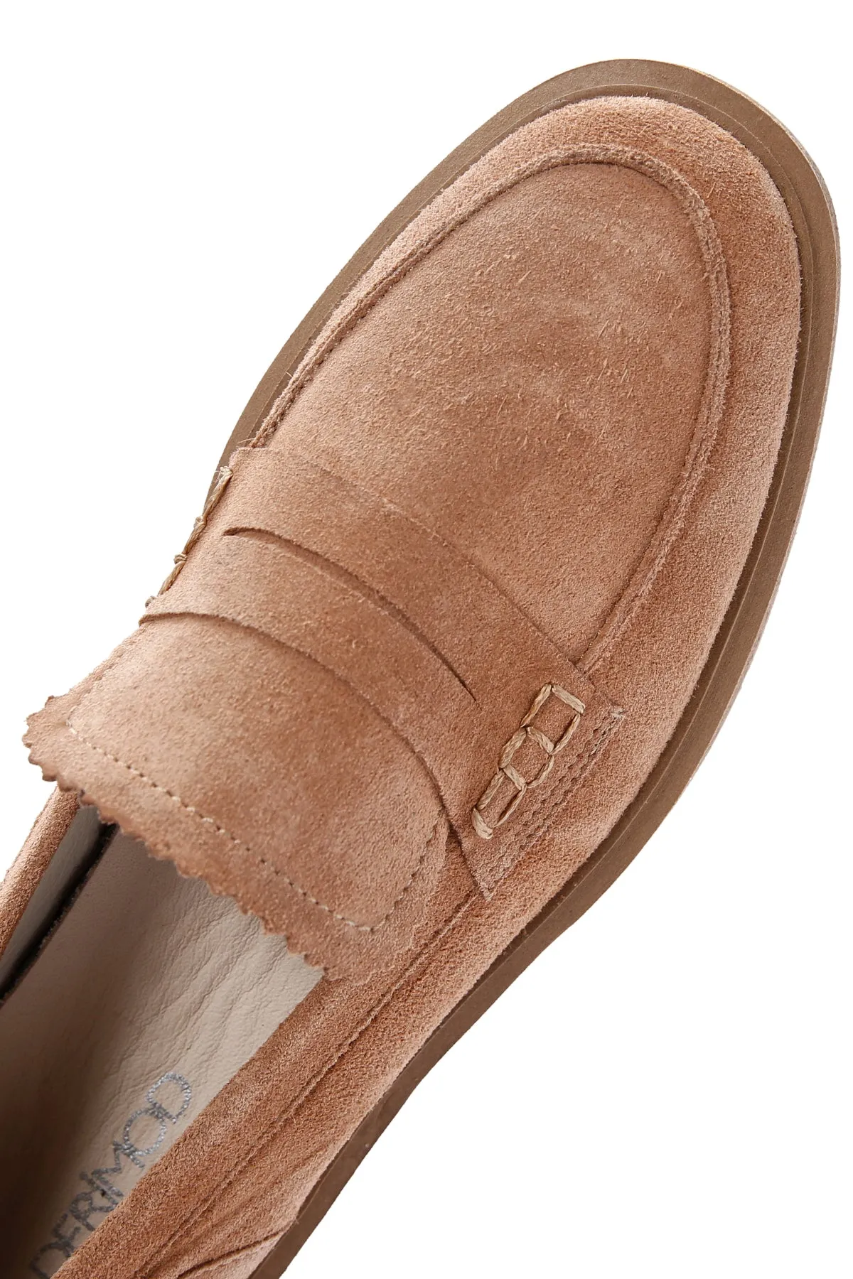 Kadın Pudra Süet Deri Maskülen Loafer
