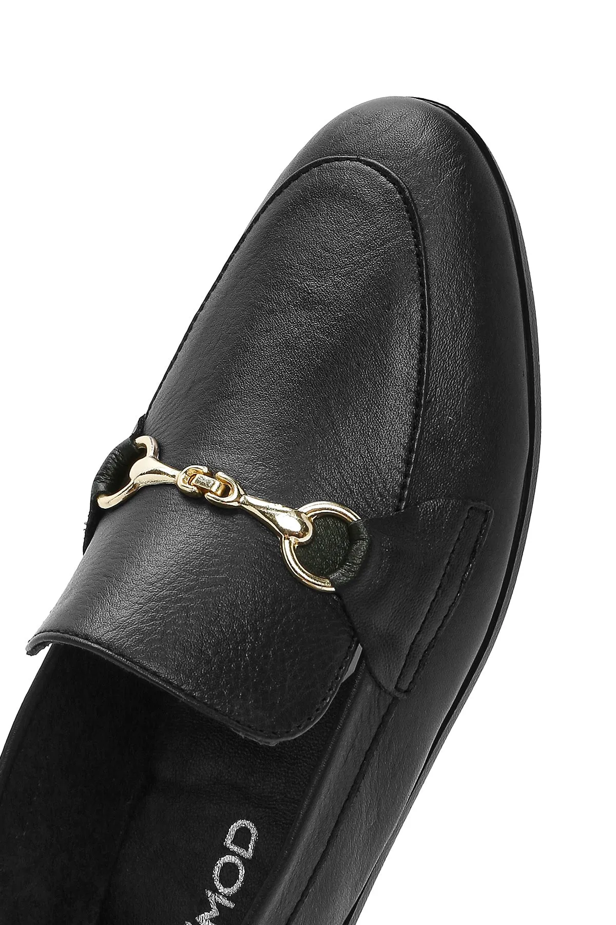 Kadın Siyah Deri Maskülen Loafer