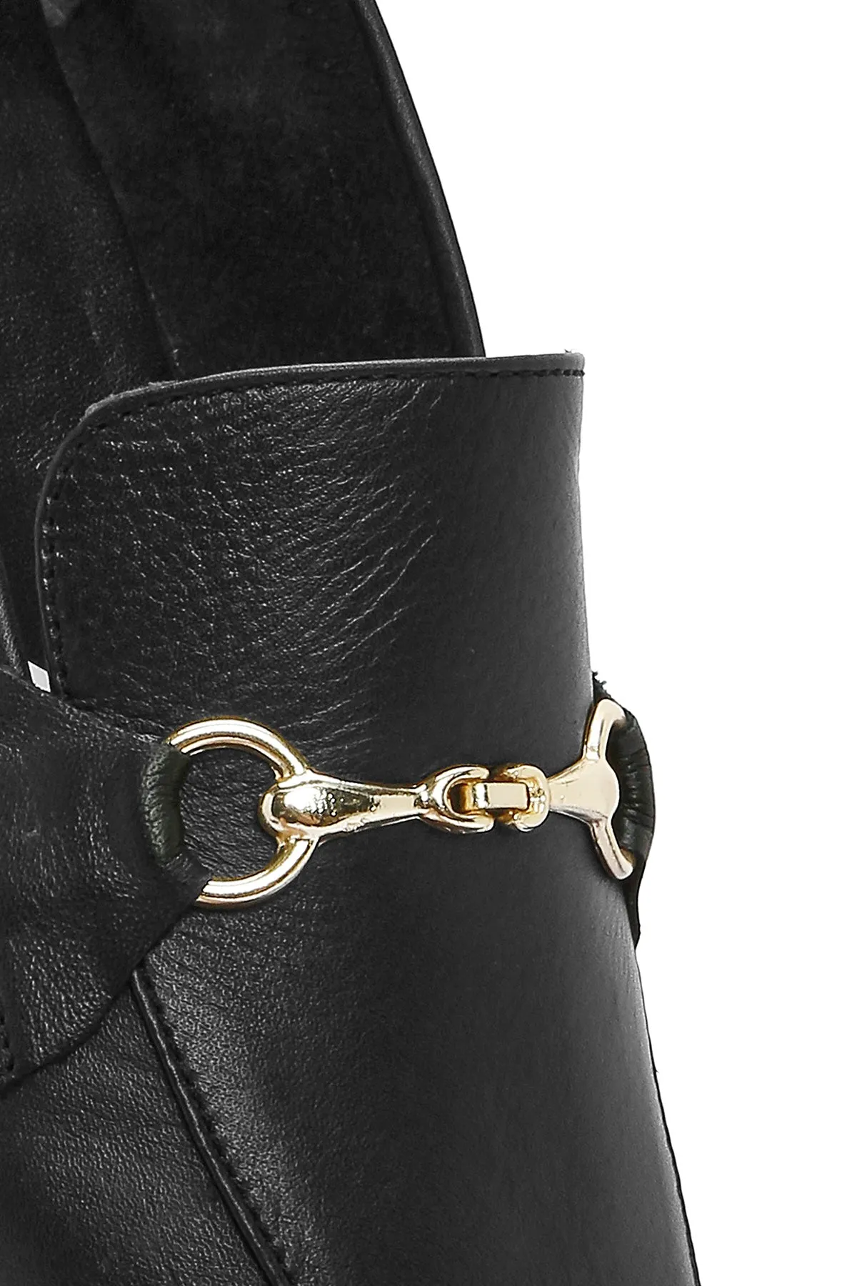 Kadın Siyah Deri Maskülen Loafer
