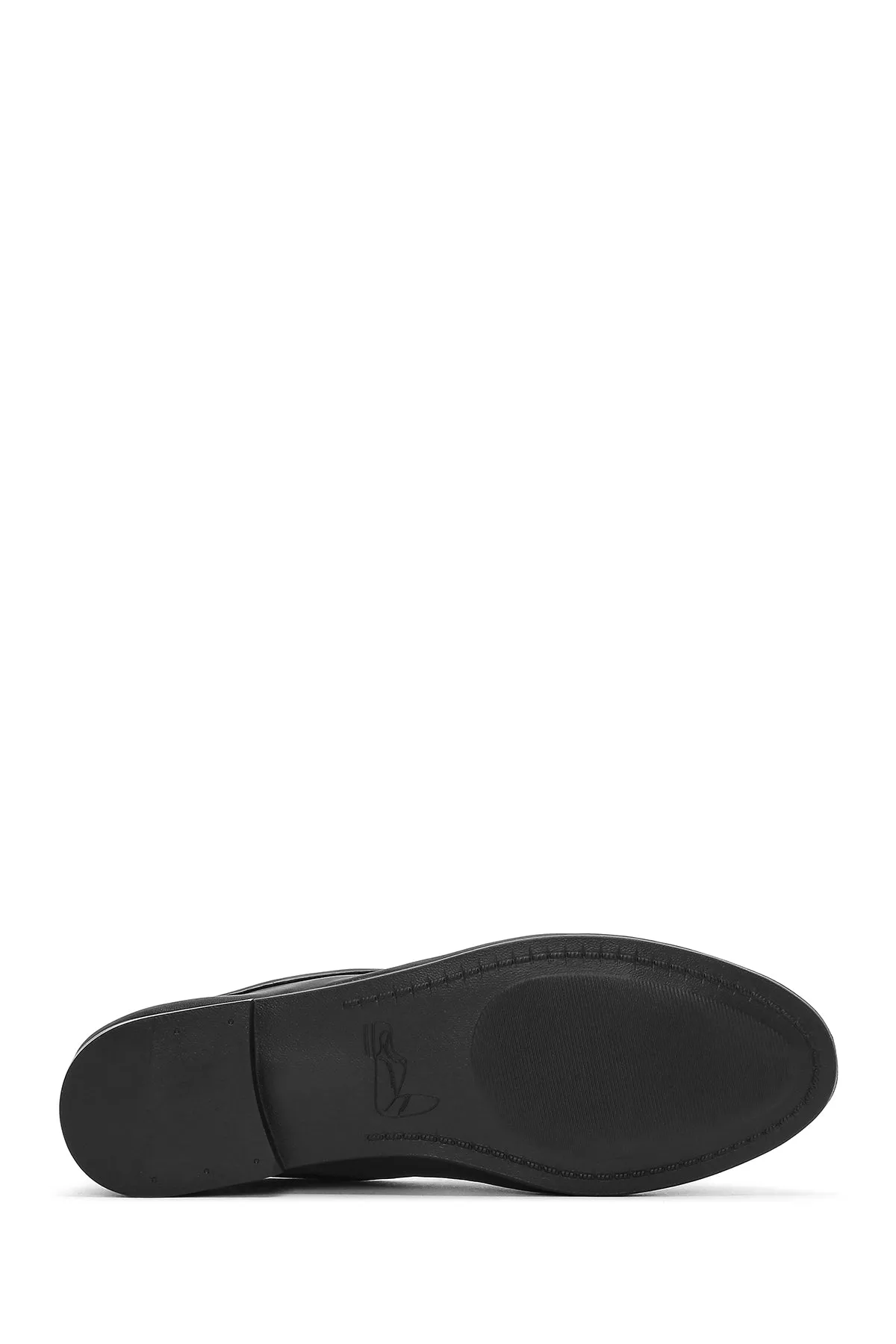 Kadın Siyah Deri Maskülen Loafer