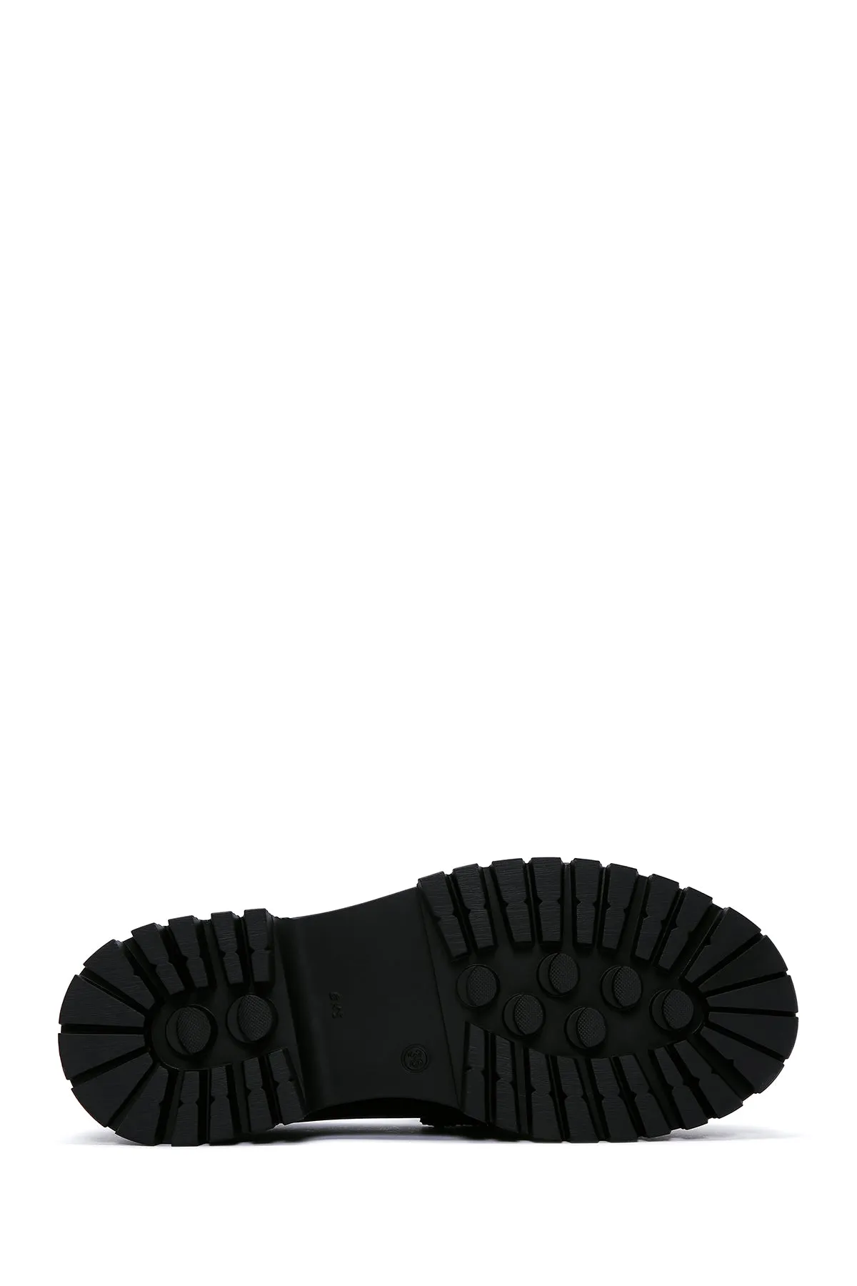 Kadın Siyah Rugan Deri Taşlı Maskülen Loafer