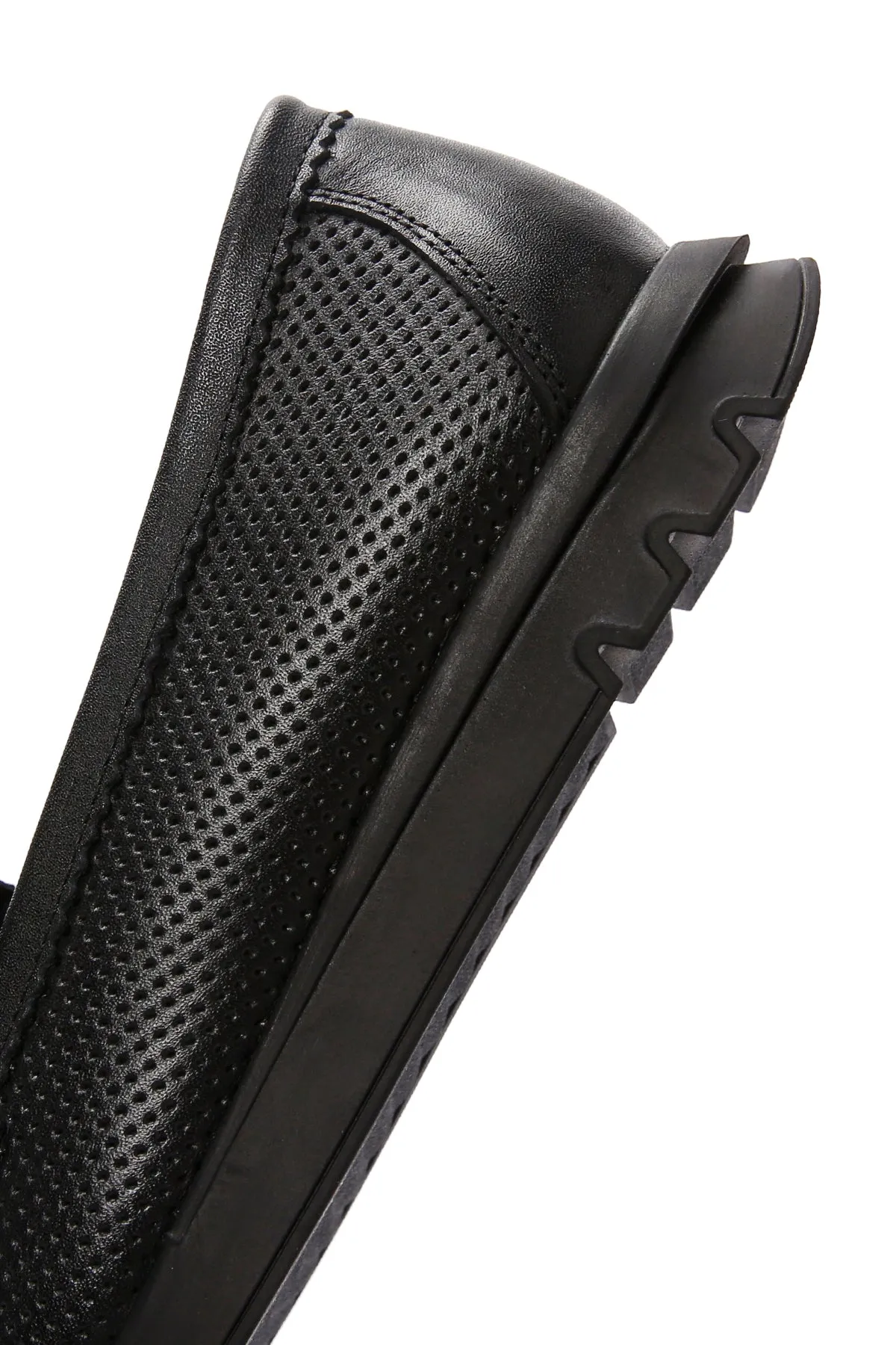 Kadın Siyah Tokalı Deri Comfort Loafer