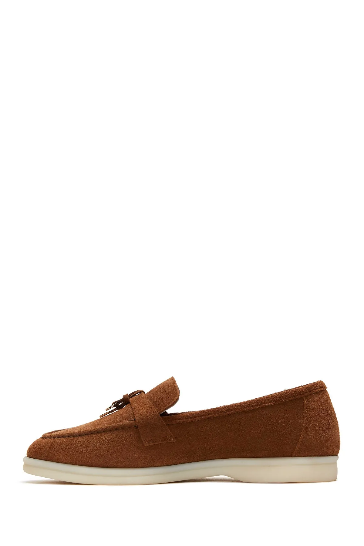 Kadın Taba Süet Deri Maskülen Loafer