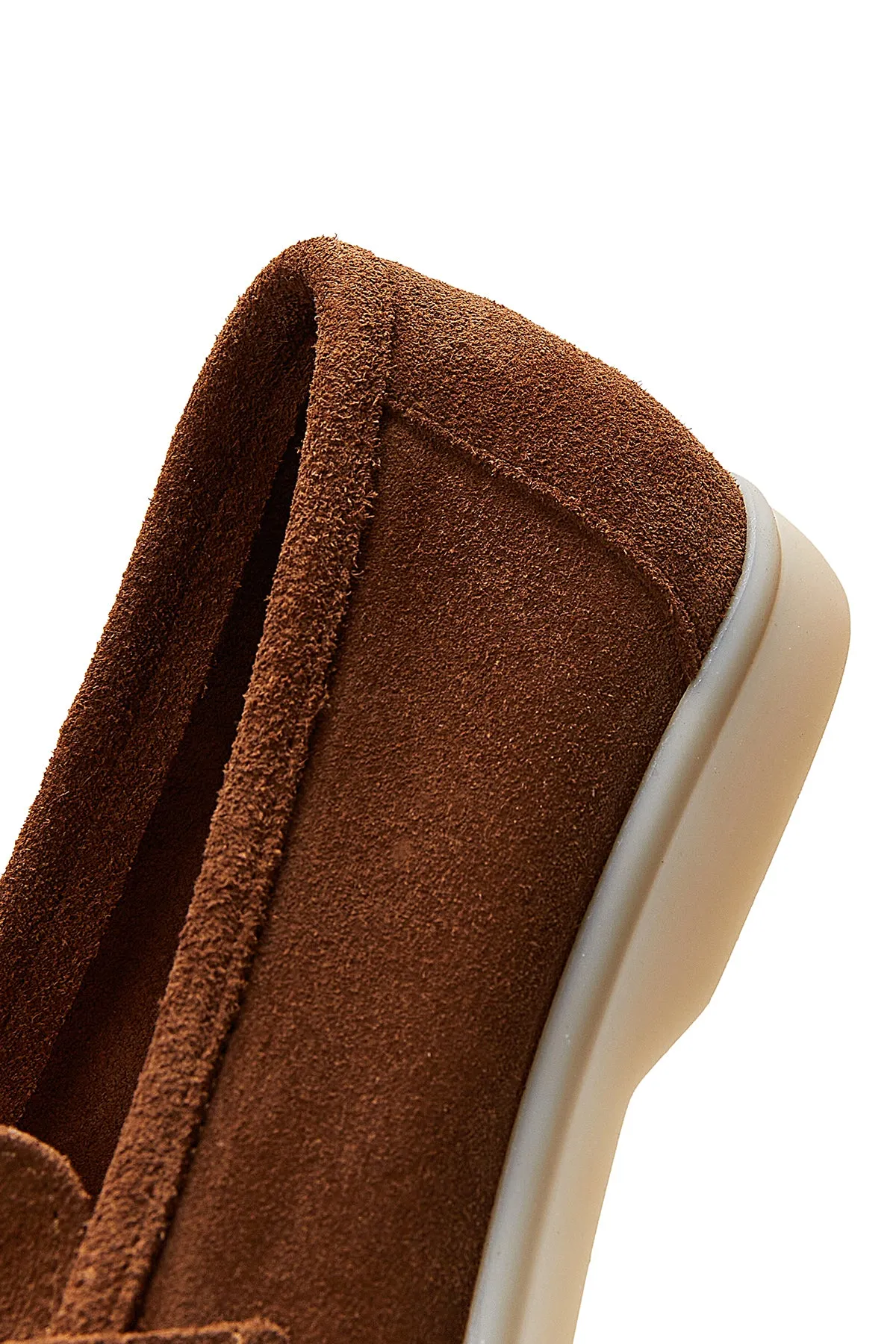 Kadın Taba Süet Deri Maskülen Loafer