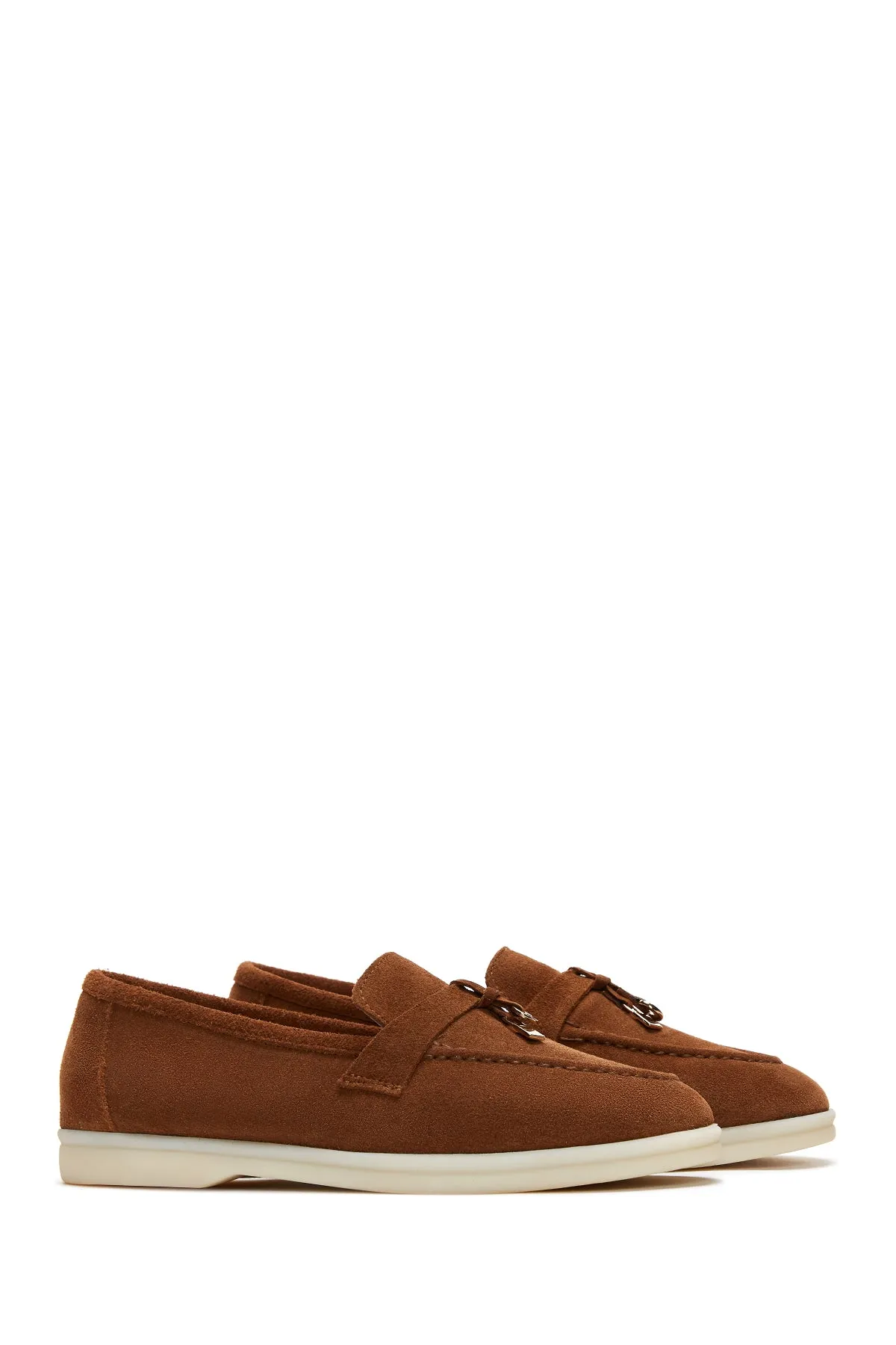 Kadın Taba Süet Deri Maskülen Loafer