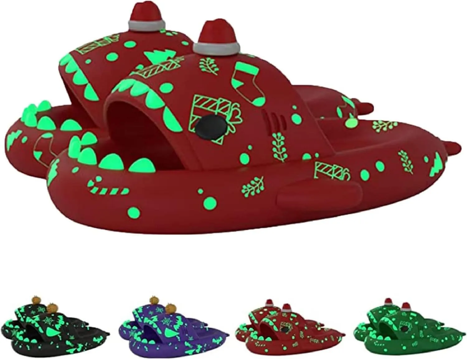 Kapley Halloween Shark slippers Halloween Shark Slides,3D Cartoon Ghost Shark Slippers Glow In The Dark, Cute Cloud Sense And Funny Halloween Christmas Shark Slippers