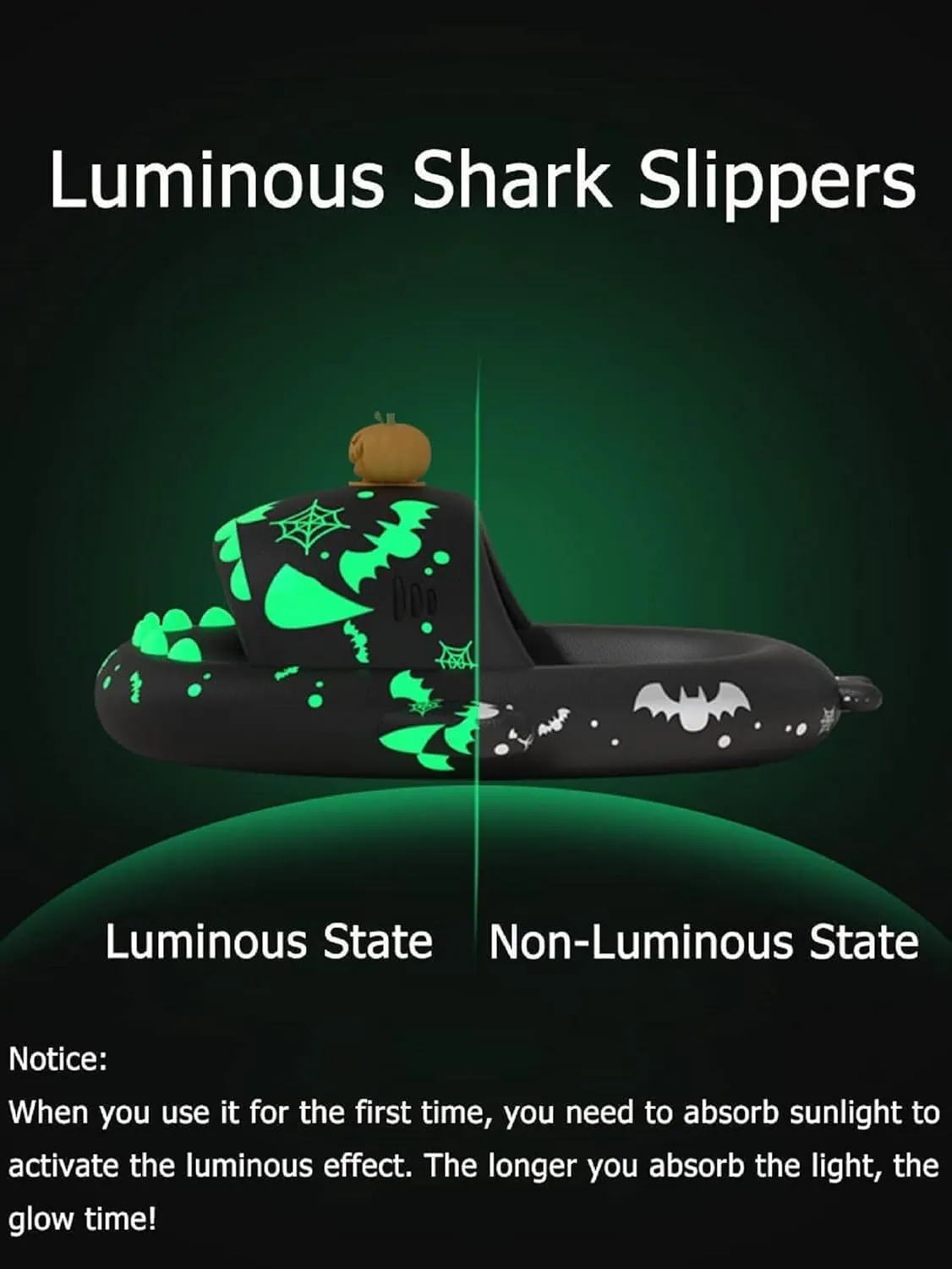 Kapley Halloween Shark slippers Halloween Shark Slides,3D Cartoon Ghost Shark Slippers Glow In The Dark, Cute Cloud Sense And Funny Halloween Christmas Shark Slippers