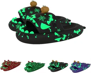 Kapley Halloween Shark slippers Halloween Shark Slides,3D Cartoon Ghost Shark Slippers Glow In The Dark, Cute Cloud Sense And Funny Halloween Christmas Shark Slippers