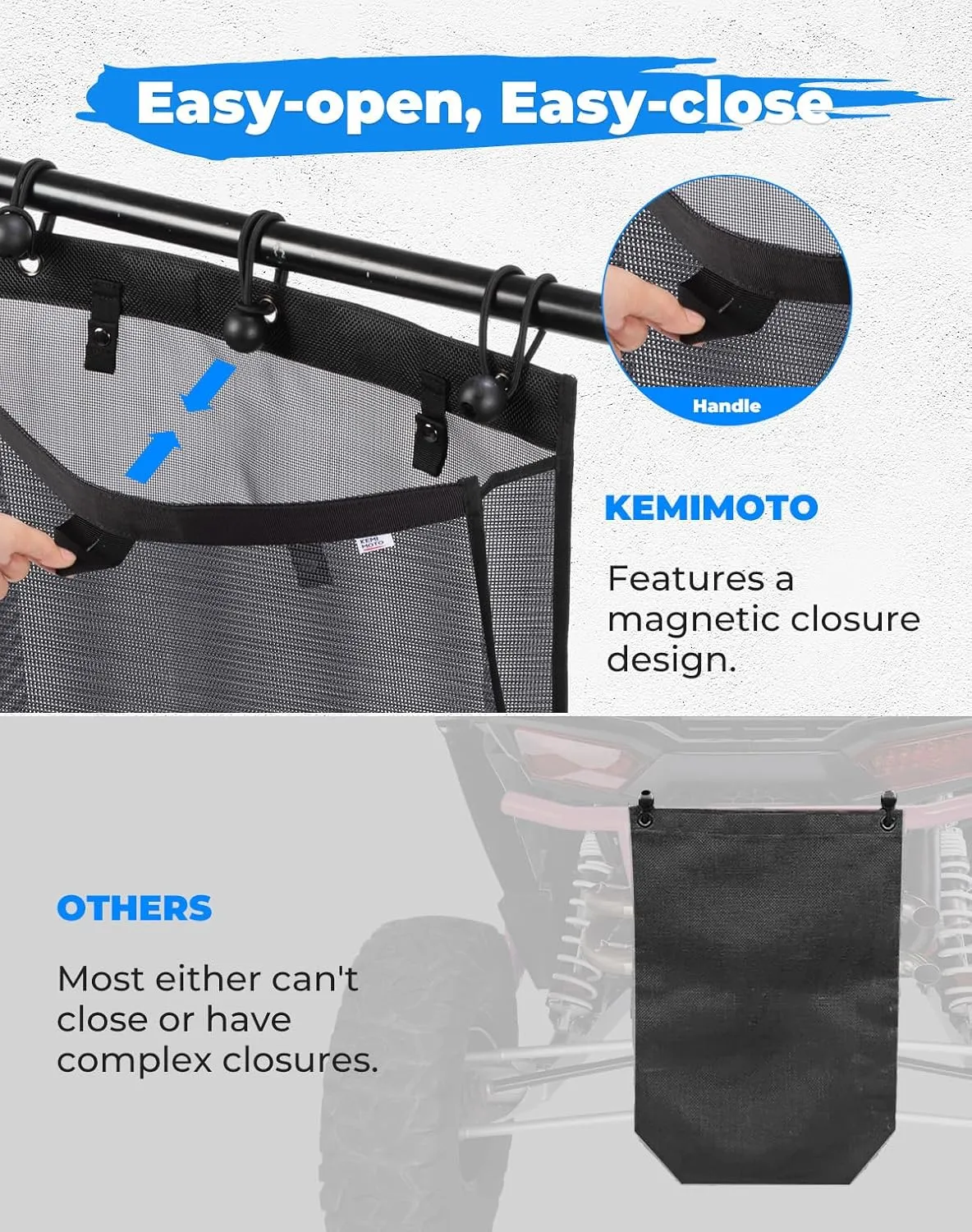 KEMIMOTO Universal Trash Sack Mesh for UTV ATV, PVC Mesh Trash Bag Universal Accessories Compatible with Polaris RZR, Can-Am, CFMOTO, Teryx, Mule, Arctic Cat, Pioneer, Golf Cart, Boat Off-Road-Work