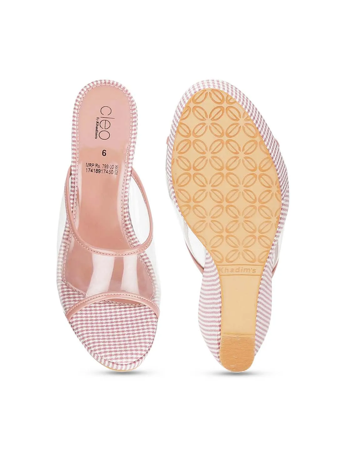 Khadim Cleo High Heel Wedge Mule Slip On Sandal for Women