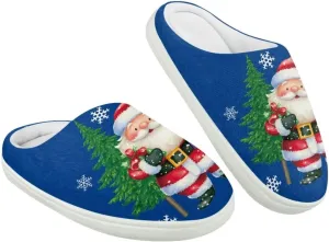 Kids Christmas Cotton Slipper Warm Winter Plush Soft Fuzzy Breathable Outdoor Slipper Fluffy Anti-Slip Home Slippers for Litter Kid US 9-15