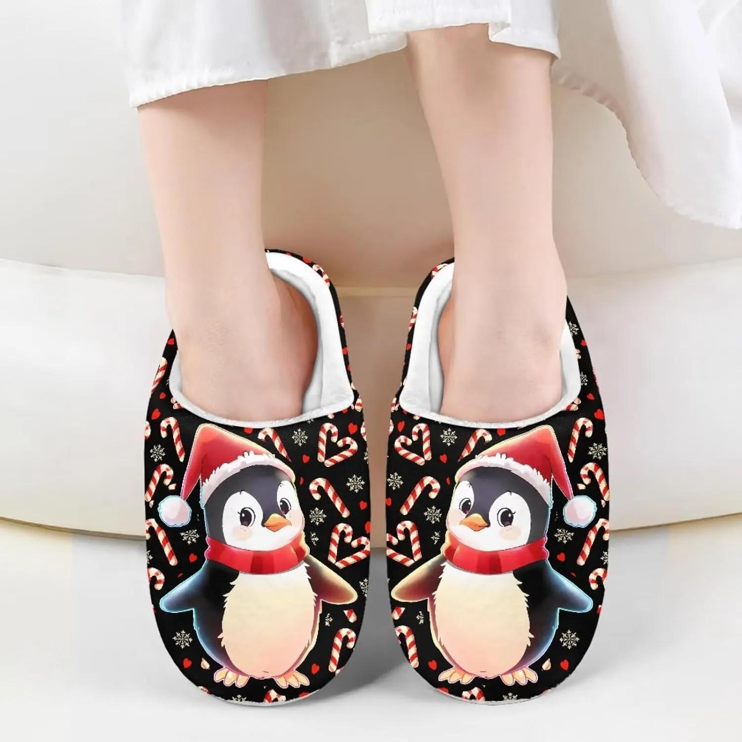 Kids Christmas Plush Slipper Fuzzy Soft Cotton Floral Non-Slip Home Slipper Comfort Winter Outdoor Slipper for Kid