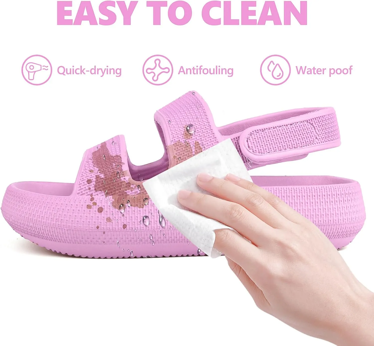 Kids Cloud Sandals Boys Girls Slip on Flat Slides Sandals EVA Summer Quick Drying Pillow Slipper With Hook Loop Back Strap