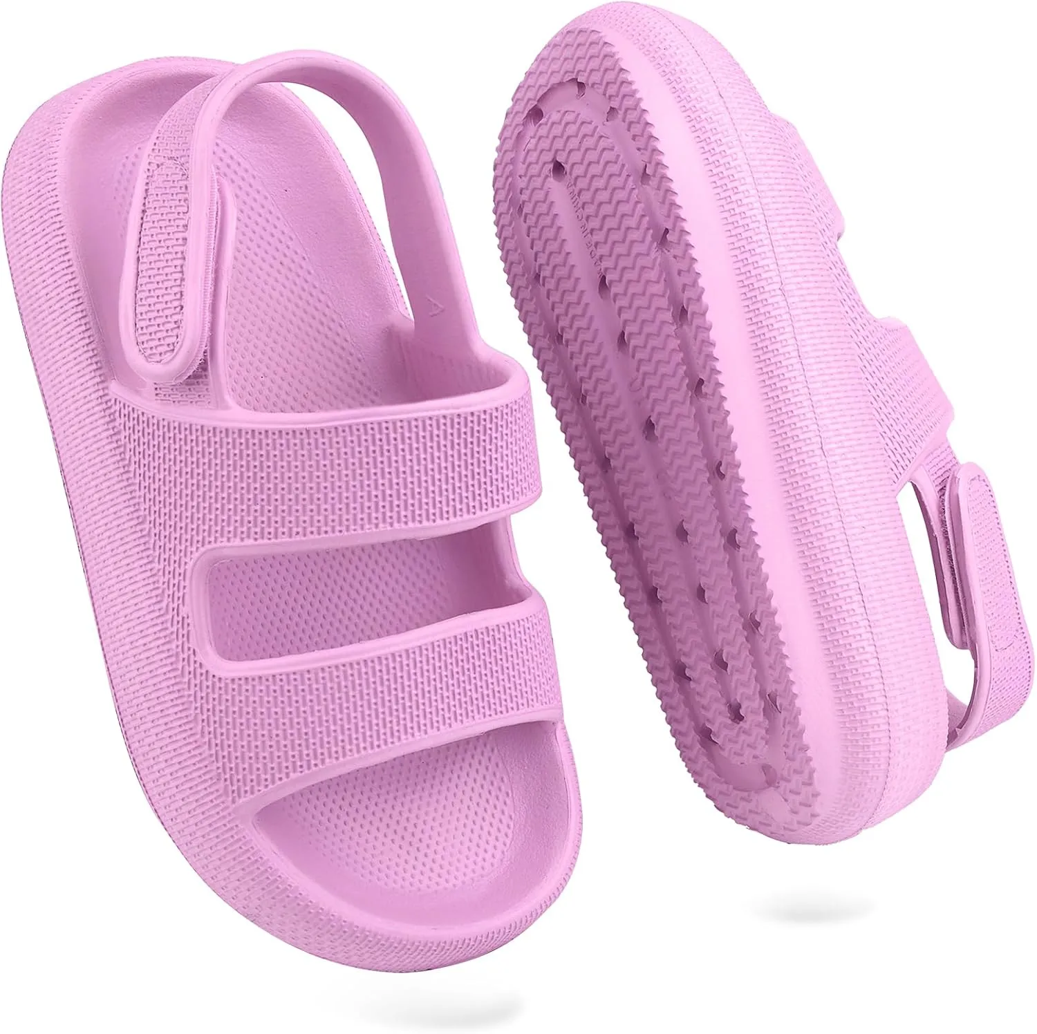 Kids Cloud Sandals Boys Girls Slip on Flat Slides Sandals EVA Summer Quick Drying Pillow Slipper With Hook Loop Back Strap