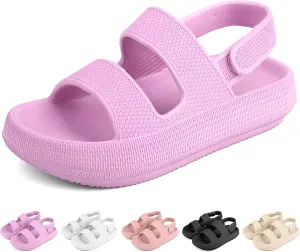 Kids Cloud Sandals Boys Girls Slip on Flat Slides Sandals EVA Summer Quick Drying Pillow Slipper With Hook Loop Back Strap