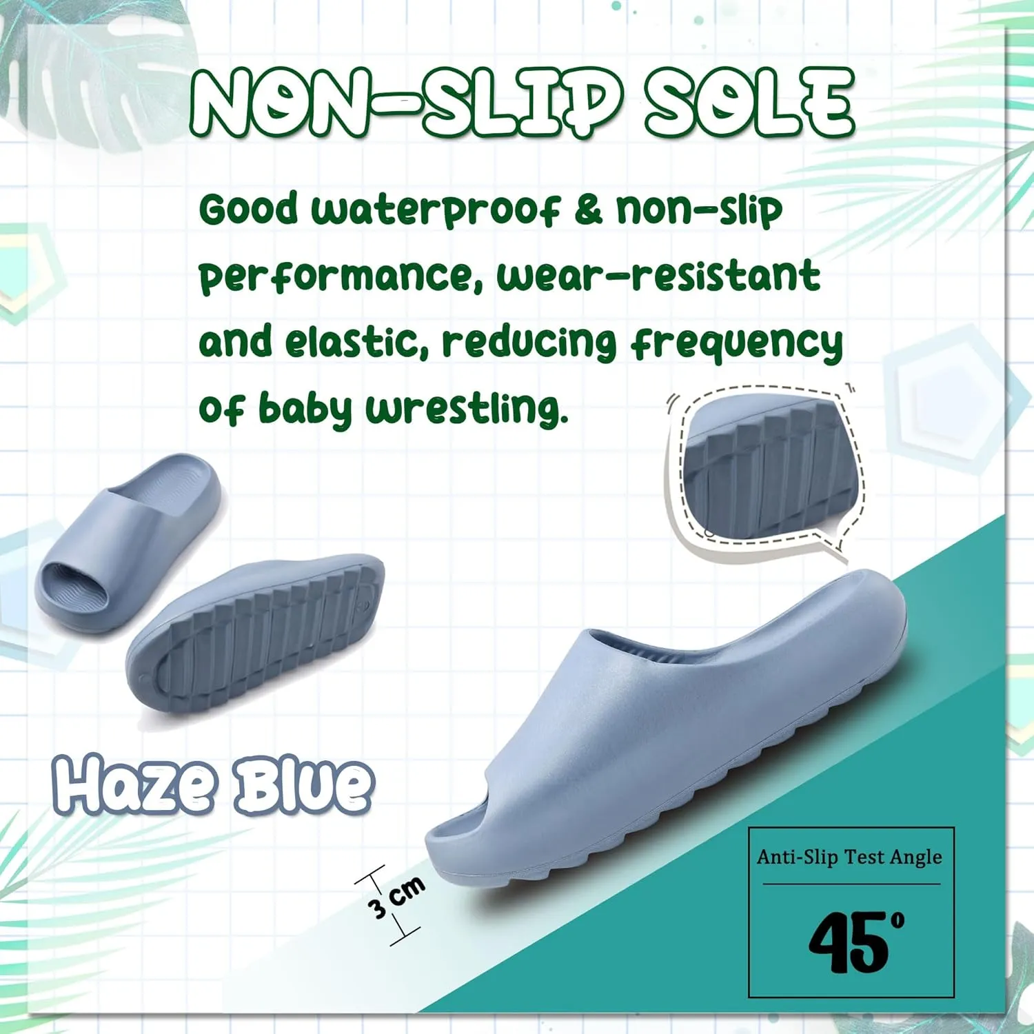 Kids Lightweight Soft EVA Non-Slip Slides Slippers Open Toe Comfy Sandals for Toddler Boys Girls Children Bathroom Shower Summer Pool Beach Slippers