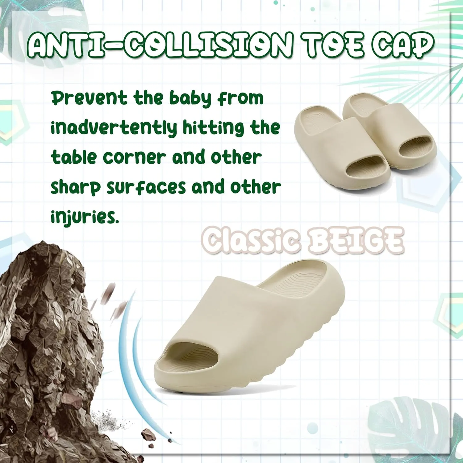 Kids Lightweight Soft EVA Non-Slip Slides Slippers Open Toe Comfy Sandals for Toddler Boys Girls Children Bathroom Shower Summer Pool Beach Slippers