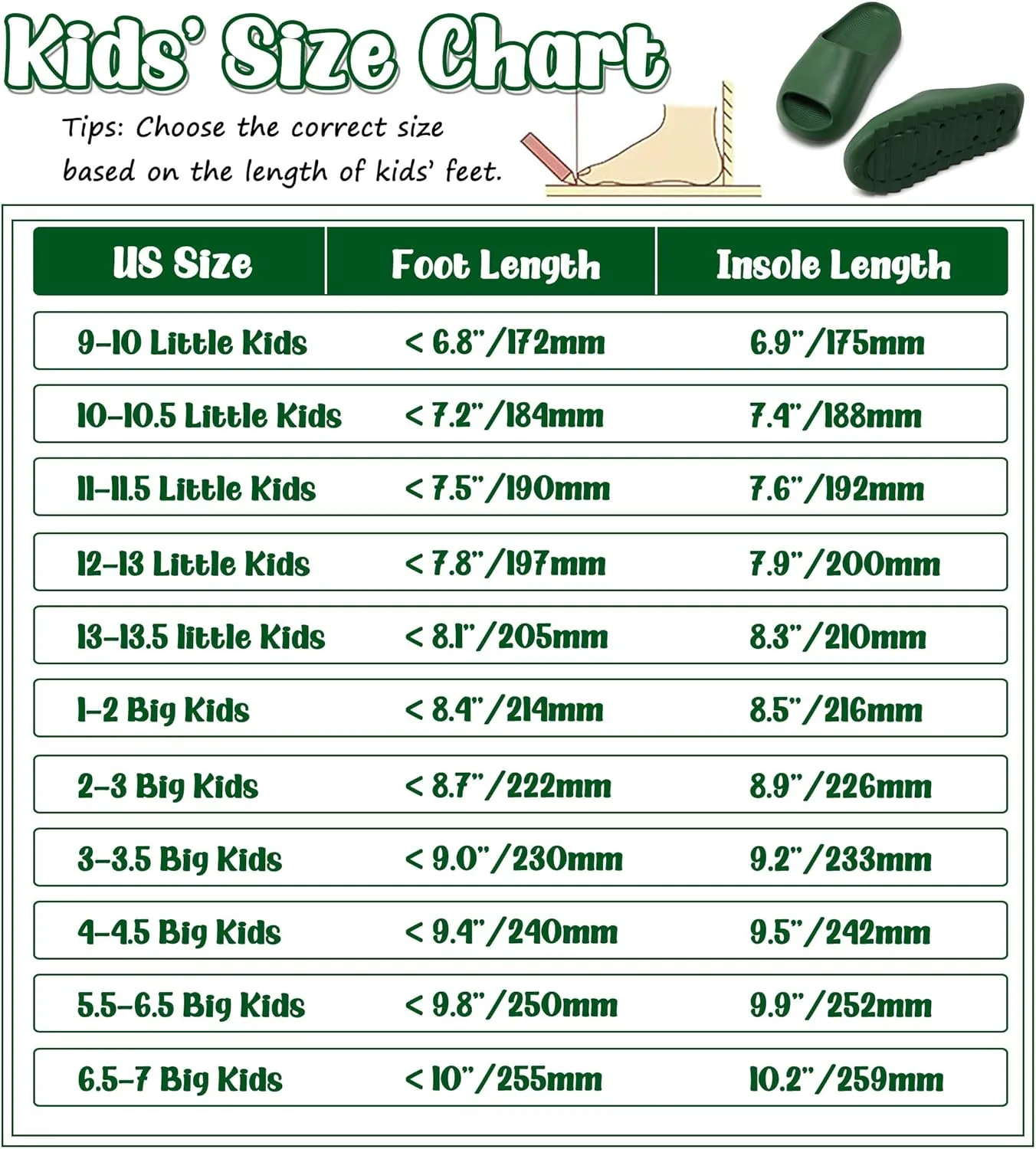 Kids Lightweight Soft EVA Non-Slip Slides Slippers Open Toe Comfy Sandals for Toddler Boys Girls Children Bathroom Shower Summer Pool Beach Slippers