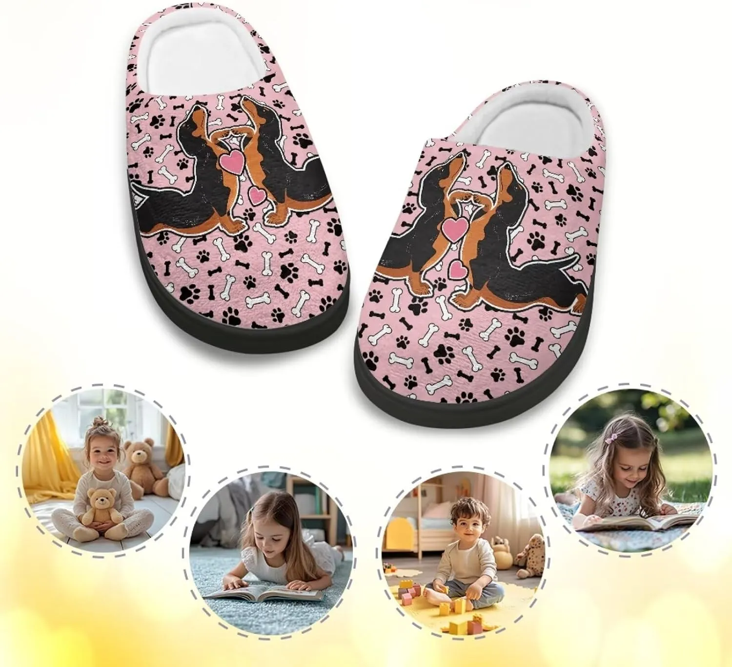 Kids Slip-On Fuzzy House Slipper Outdoor Cozy Non-Slip Slippers Warm Cute Slippers for Toddler Boys GirlsLittle kids US 9-15