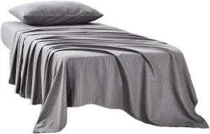 Kingnex Striped 30x75 Cot Size RV Bunk Sheets Set for Narrow Twin Bed Soft Brushed 1800 Microfiber 3 Piece Bedding Set Includes 1 Fitted Sheet 1 Flat Sheet 1 Pillowcase Grey