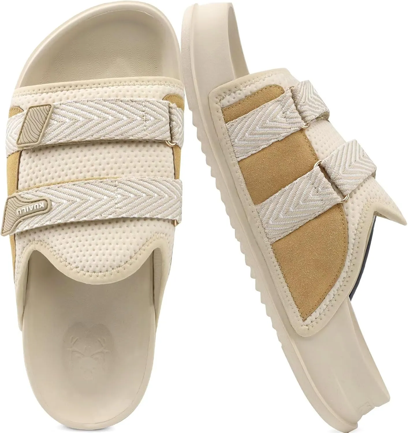 KuaiLu Mens Orthotic Sandals Comfortable Arch Support Fabric Sandal Slippers Shoes Man Casual Summer Cushion Slides Slip On Indoor Outdoor - Ultra-soft Comfort Fit Footbed