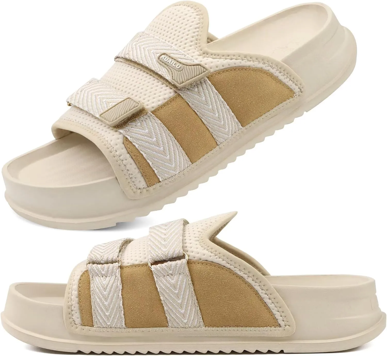 KuaiLu Mens Orthotic Sandals Comfortable Arch Support Fabric Sandal Slippers Shoes Man Casual Summer Cushion Slides Slip On Indoor Outdoor - Ultra-soft Comfort Fit Footbed
