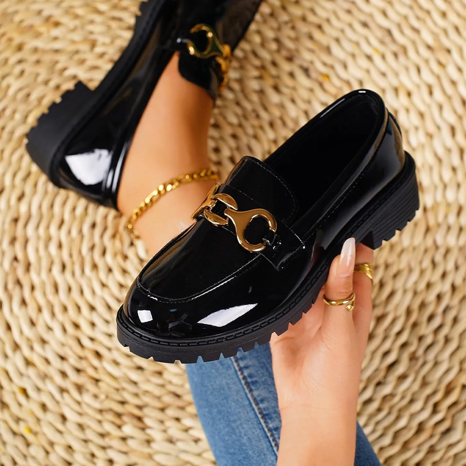 Ladies Fashion Soft Sole Leather Slip On Comfortable Thick Soled Casual Shoes Lady Shoe with Arch Support