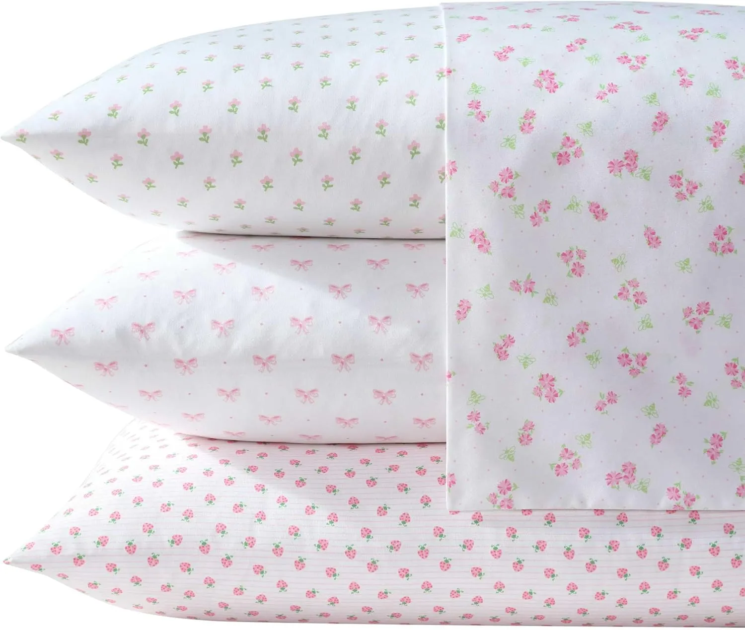 Laura Ashley - Kids Sheet Set, Ultra-Soft & Breathable Toddler Bedding with Matching Pillowcase, Wrinkle-Resistant, Ideal Girl Room Essentials (Sweet Lady Bugs Pink, Twin/Twin XL)