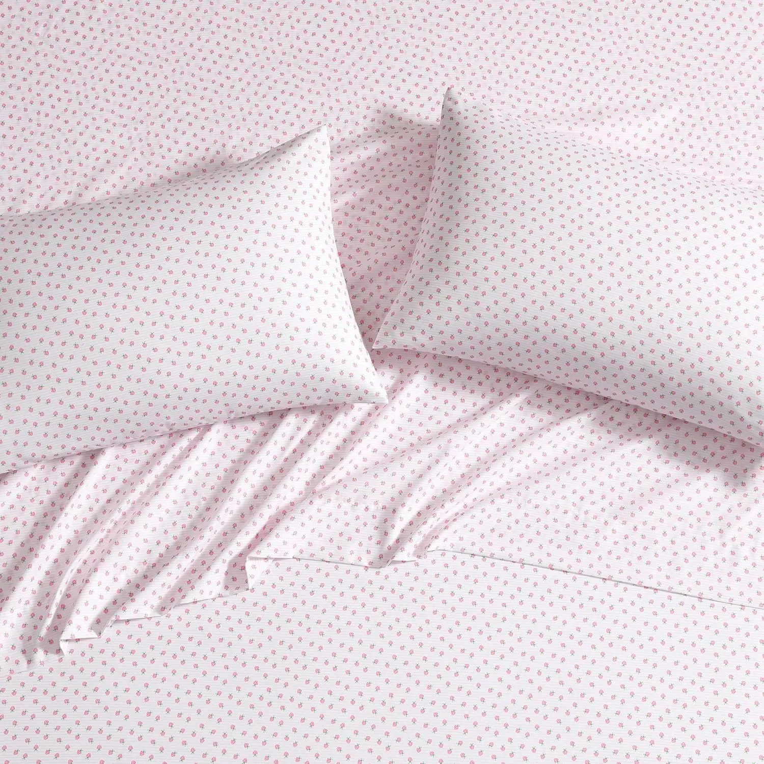 Laura Ashley - Kids Sheet Set, Ultra-Soft & Breathable Toddler Bedding with Matching Pillowcase, Wrinkle-Resistant, Ideal Girl Room Essentials (Sweet Lady Bugs Pink, Twin/Twin XL)