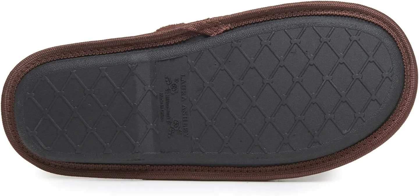 Laura Ashley Ladies Embroidered Soft Terry Scuff Slipper
