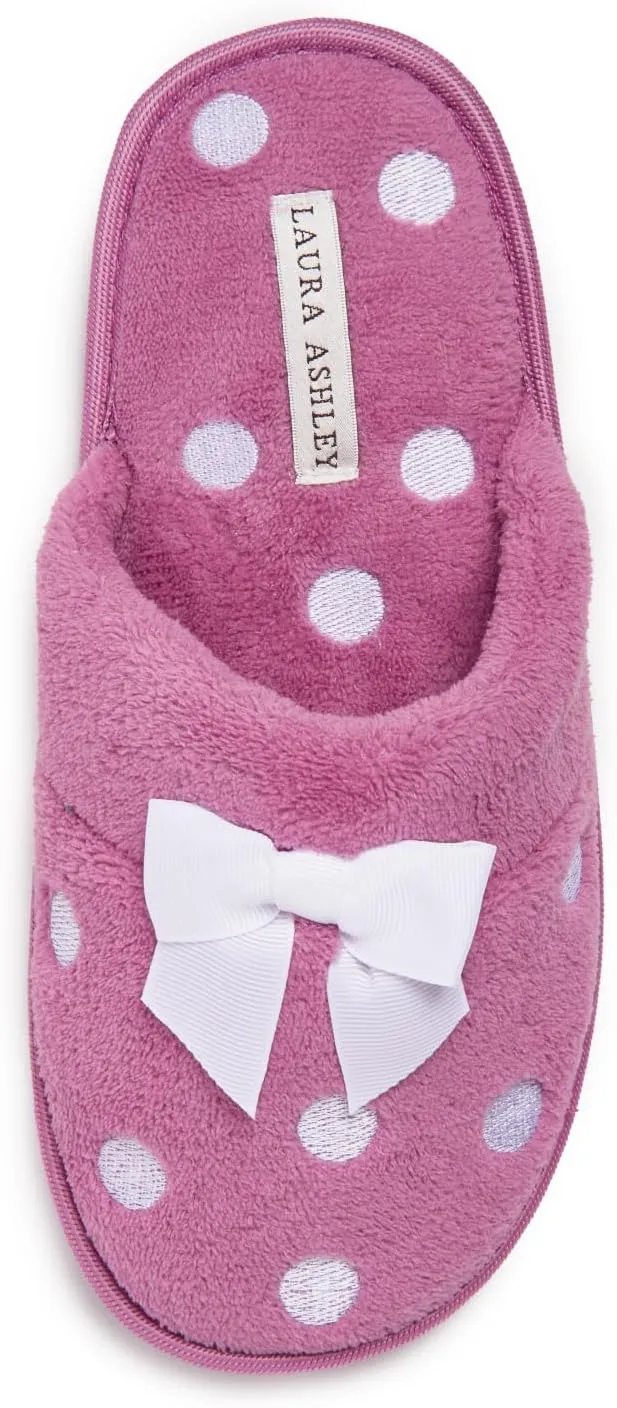 Laura Ashley Ladies Embroidered Soft Terry Scuff Slipper