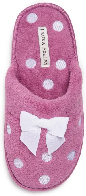 Laura Ashley Ladies Embroidered Soft Terry Scuff Slipper