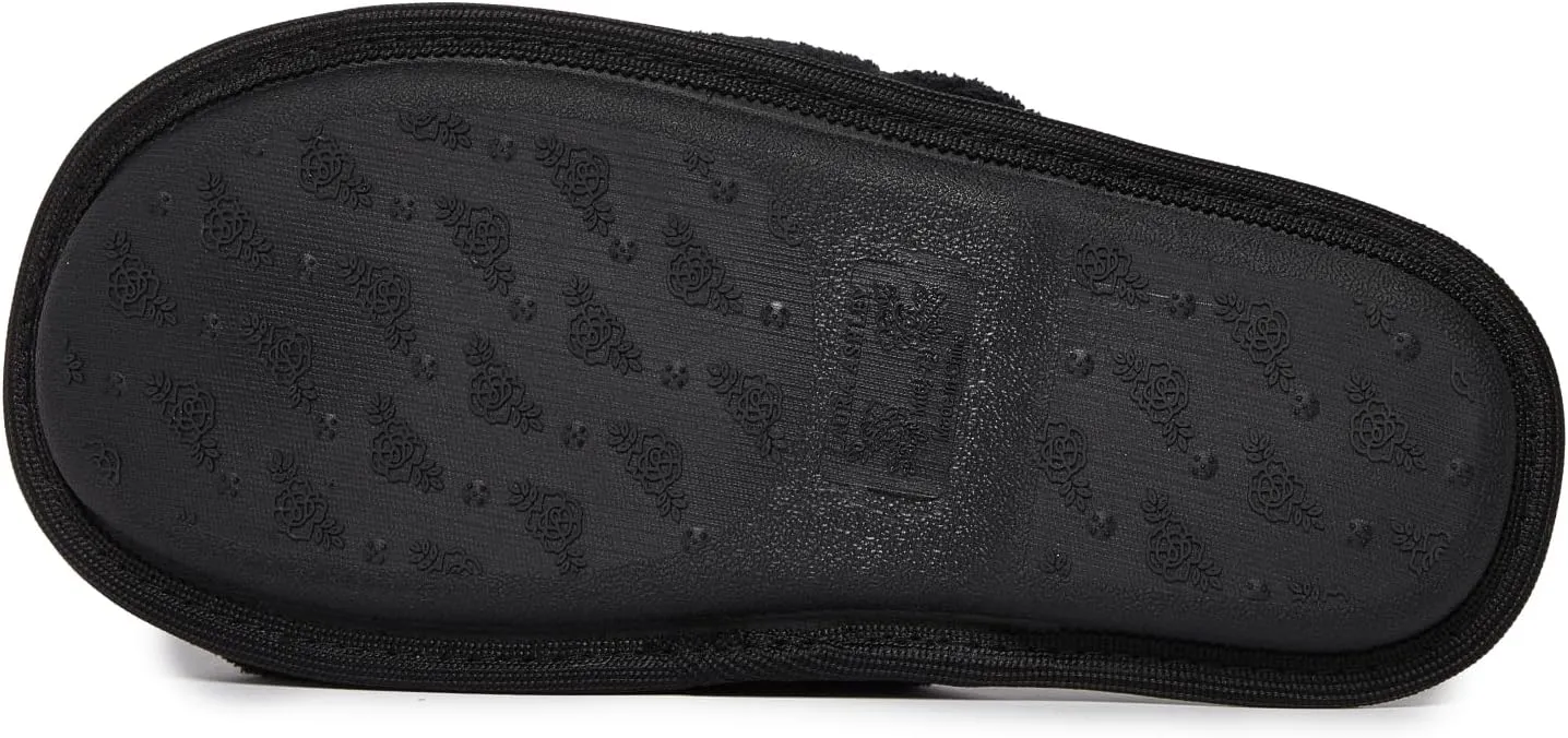 Laura Ashley Soft Terry Knot Scuff Slippers for Women - Comfy Non Slip Closed Toe Bedroom Slipper - Cozy Slide On Womens House Slippers