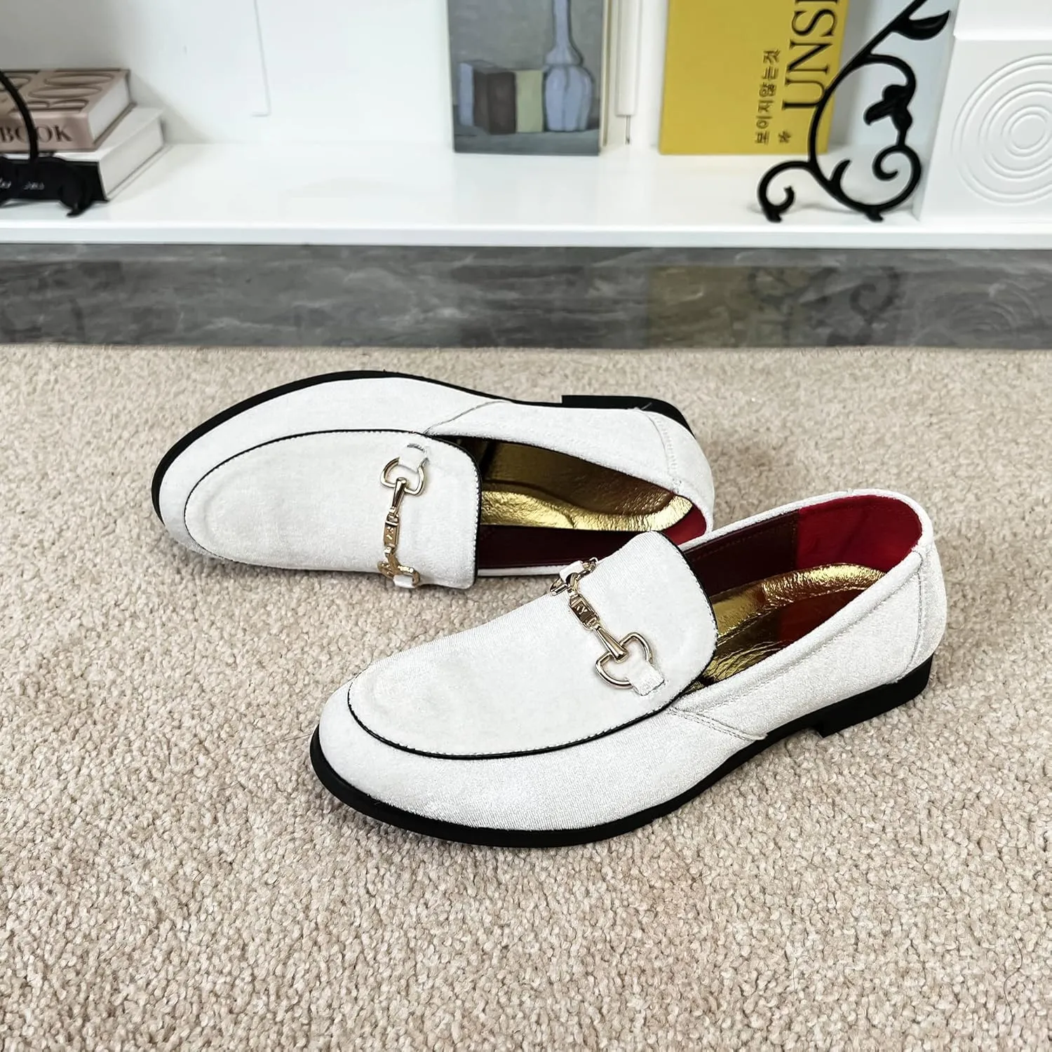 LCQL Men's Luxury Velvet Penny Loafer Shoes Noble Slip-on Suede Loafers Smoking Slippers Plus Size 7-13
